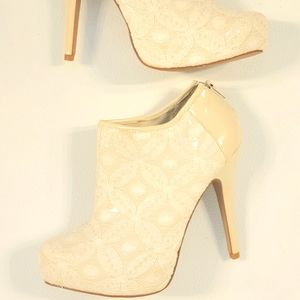 Flower Lace High Heel Booties